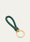 Bottega Veneta Intreccio Napa Lambskin Keychain In 3049 Emerald Gree