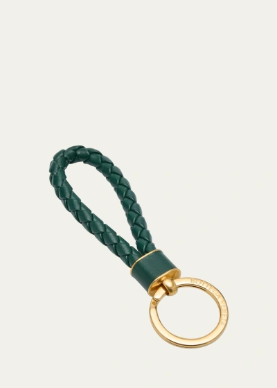 Bottega Veneta Intreccio Napa Lambskin Keychain In Green