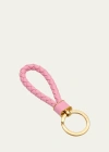 Bottega Veneta Intreccio Napa Lambskin Keychain In Pink