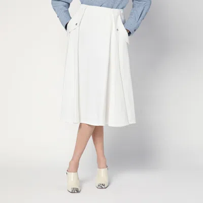 Bottega Veneta Ivory Pleated Midi Skirt In White