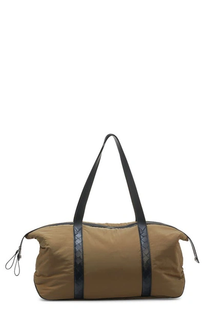 Bottega Veneta Large Weekender Nylon Duffle Bag In Mud/ Black/ Silver