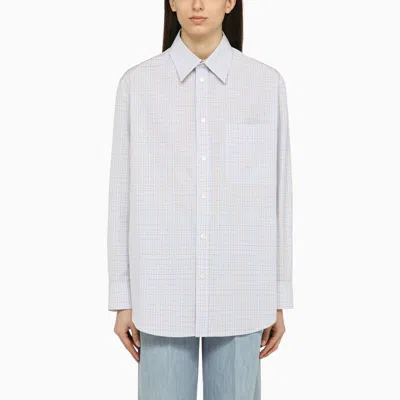 Bottega Veneta Light Blue Checked Cotton Shirt