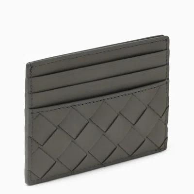 Bottega Veneta Light Graphite Intrecciato Credit Card Holder In Black