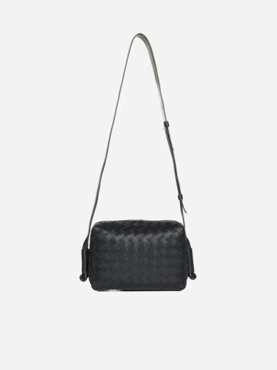 Bottega Veneta Loop Intrecciato Leather Bag In Black