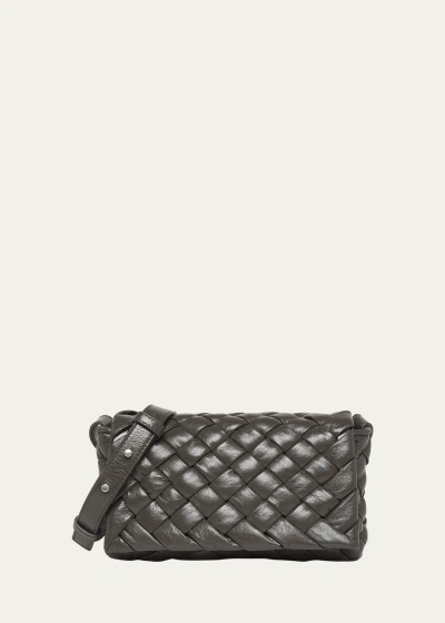 Bottega Veneta Men's Small Rumple Intreccio Leather Crossbody Bag In Light Graphite-si