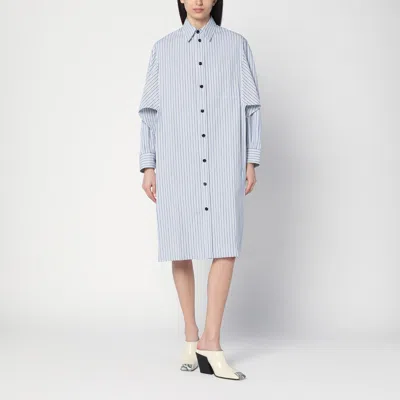 Bottega Veneta Midi Shirt Dress With Striped Pattern In White