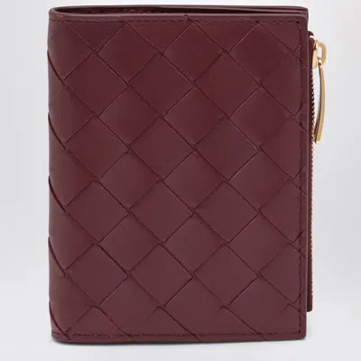 Bottega Veneta Small Bi-fold Wallet Cherry Colour In Intrecciato