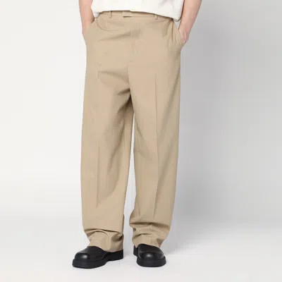 Bottega Veneta Straight-leg Beige Trousers In Neutral