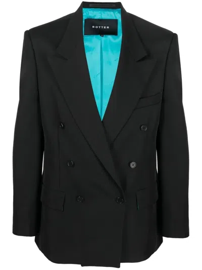 Botter Double-breasted Blazer In Black