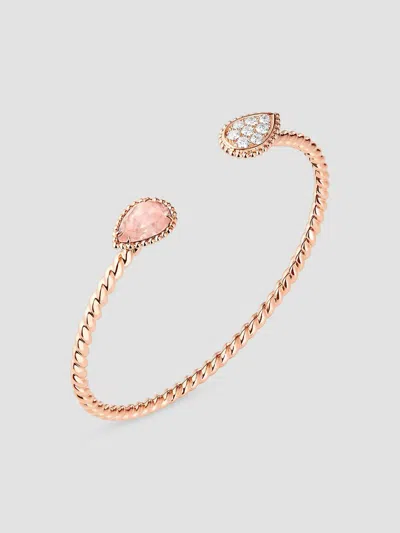 Boucheron Serpent Boheme 18ct Rose-gold, 0.33ct Brilliant-cut Diamond And 1.36ct Pink Quartz Bracelet In Rose Gold