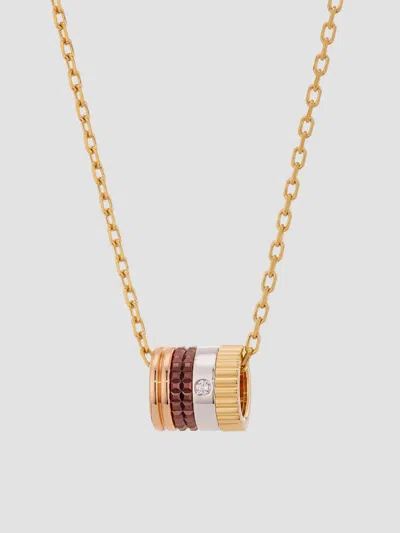 Boucheron Women's Quatre Classique 18k Tri-tone Gold, Brown Pvd & Diamond Pendant Necklace In Yellow Gold