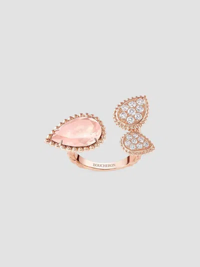 Boucheron Women's Serpent Bohème 18k Rose Gold, Pink Quartz & 0.49 Tcw Diamond Cuff Ring