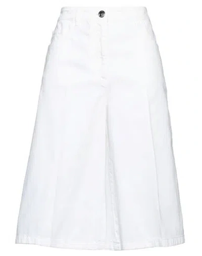 Boutique Moschino Woman Denim Shorts White Size 12 Cotton