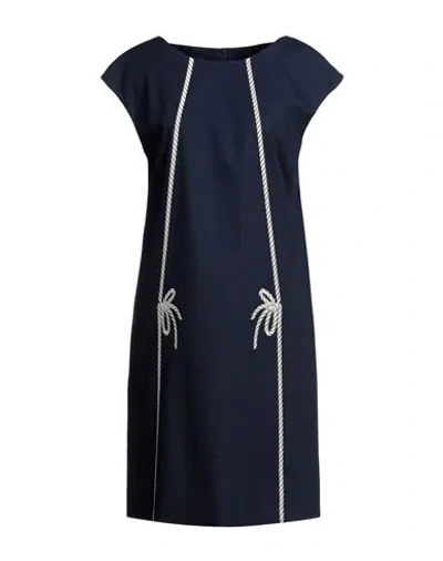 Boutique Moschino Woman Mini Dress Midnight Blue Size 14 Cotton, Elastane