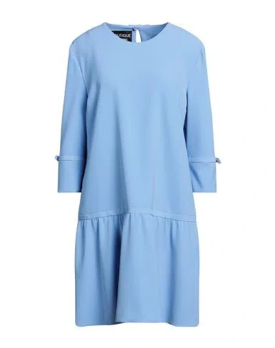 Boutique Moschino Woman Mini Dress Sky Blue Size 12 Polyester, Elastane