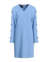 Boutique Moschino Woman Mini Dress Sky Blue Size 14 Polyester, Elastane, Acetate, Silk