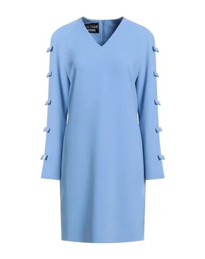 Boutique Moschino Woman Mini Dress Sky Blue Size 8 Polyester, Elastane, Acetate, Silk