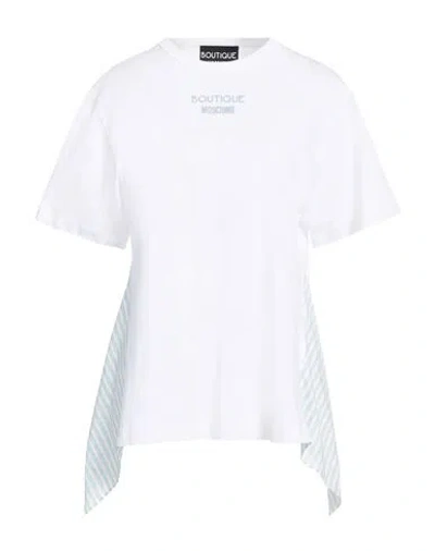 Boutique Moschino Woman T-shirt White Size 10 Cotton, Silk