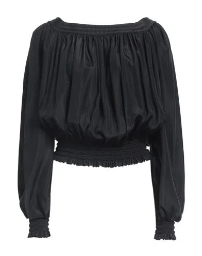 Boutique Moschino Woman Top Black Size 6 Acetate, Silk