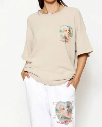 Boys Lie Straight Flush Boyfriend Thermal Tee In Tan In Neutral