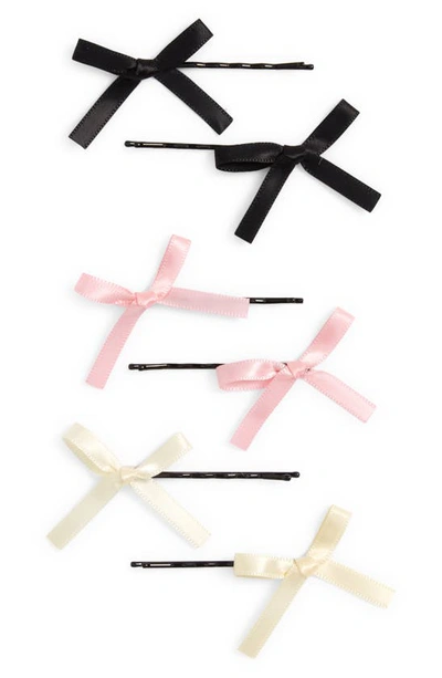 Bp. Assorted 6-pack Satin Bow Bobby Pins In Black