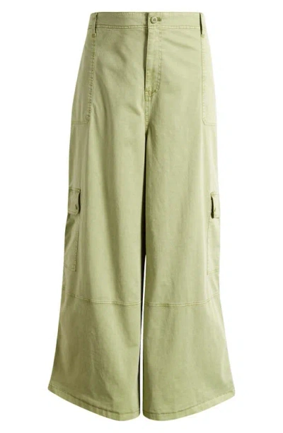 Bp. Twill Wide Leg Cargo Trousers In Olive Fir