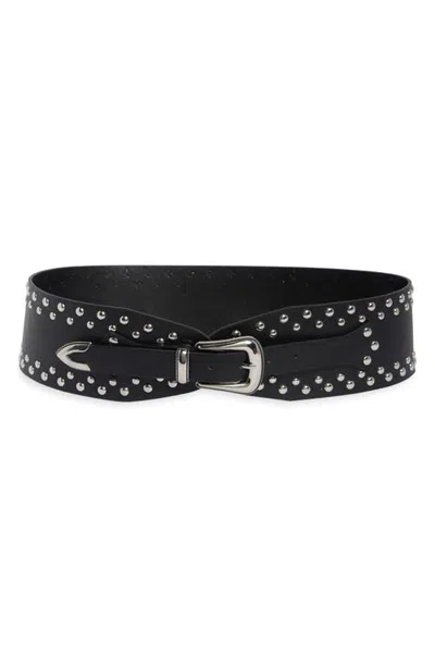 Bp. Wide Studded Faux Leather Belt In Black