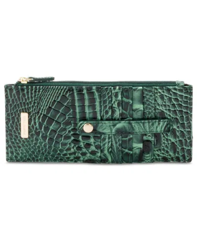 Brahmin Credit Card Melbourne Embossed Leather Wallet In Pine Melbourne