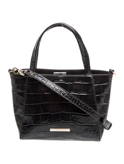 Pre-owned Brahmin Embossed Leather Top Handle Bag In Black