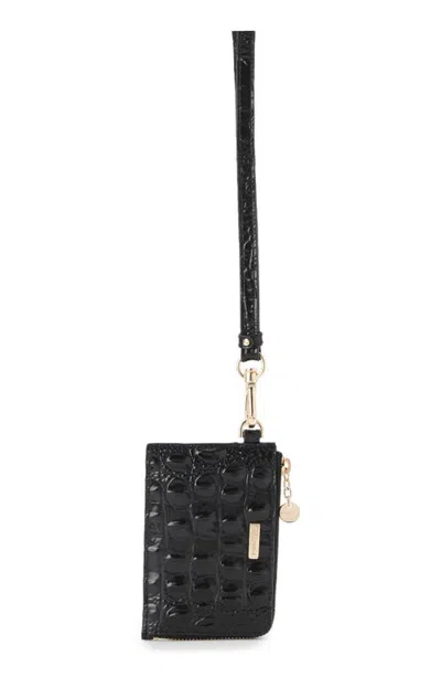 Brahmin Esther Croc Embossed Leather Pouch In Black