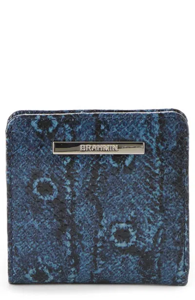 Brahmin Jane Croc Embossed Leather French Wallet In Vintage Indigo