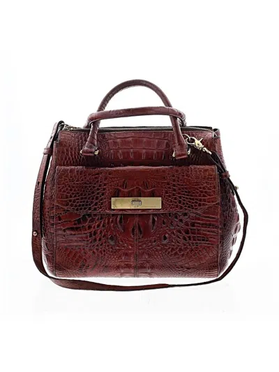 Pre-owned Brahmin Leather Satchel In Burgundy