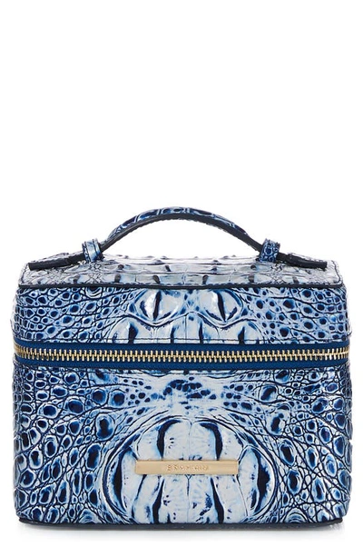 Brahmin Small Charmaine Croc Embossed Leather Train Case In Coastal Blue