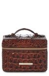 Brahmin Small Charmaine Croc Embossed Leather Train Case In Pecan