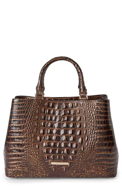 Brahmin Small Denise Croc Embossed Leather Satchel In Brown