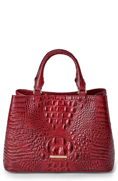 Brahmin Small Denise Croc Embossed Leather Satchel In White