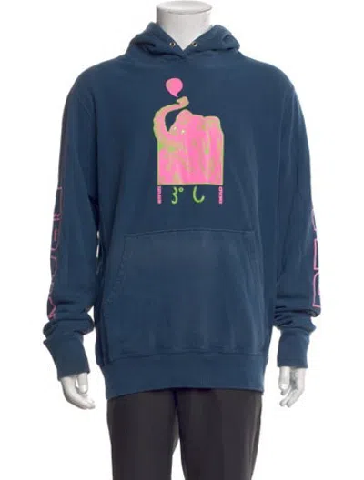 Pre-owned Brain Dead Graphic Print Crew Neck Hoodie In Blue