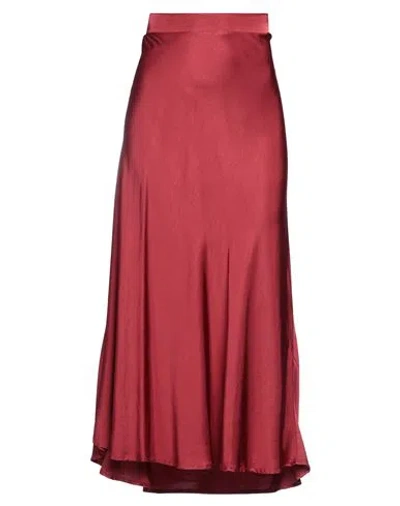 Brand Unique Woman Maxi Skirt Burgundy Size 1 Viscose In Red