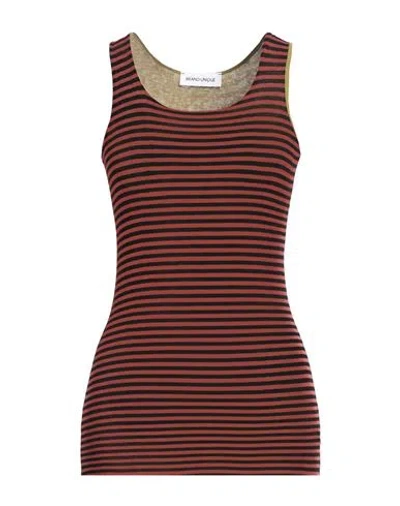 Brand Unique Woman Tank Top Rust Size 1 Viscose, Polyamide, Elastane, Cashmere In Red