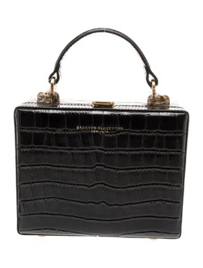 Pre-owned Brandon Blackwood Crocodile Top Handle Bag W/ Tags In Black