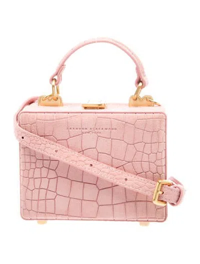 Pre-owned Brandon Blackwood Suede Top Handle Bag In Pink