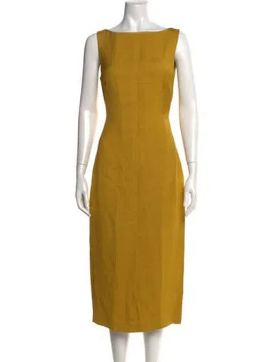 Pre-owned Brandon Maxwell Bateau Neckline Midi Length Dress In Yellow