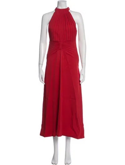 Pre-owned Brandon Maxwell Halterneck Midi Length Dress In Red