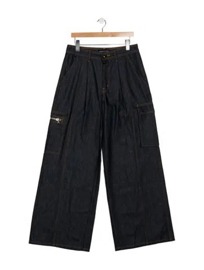 Pre-owned Brandon Maxwell Mid-rise Wide Leg Jeans In Blue