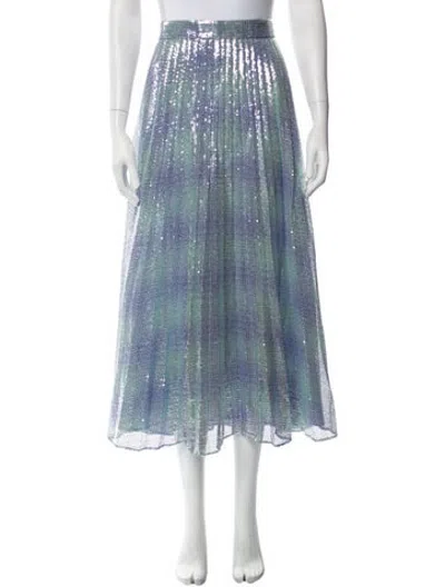 Pre-owned Brandon Maxwell Patterned Midi Length Skirt W/ Tags In Blue