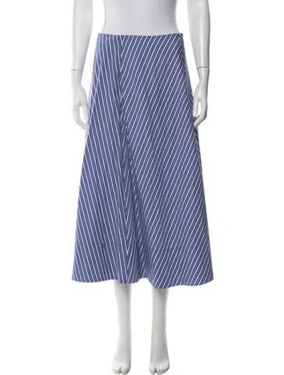 Pre-owned Brandon Maxwell Striped Midi Length Skirt In Blue