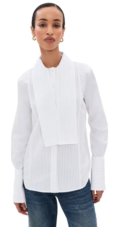 Brandon Maxwell Tuxedo Shirt With Neck Scarf White