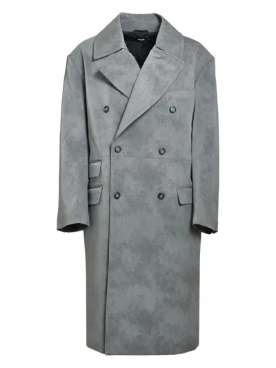 Breath Wide-collar Double-breasted Coat In Gray
