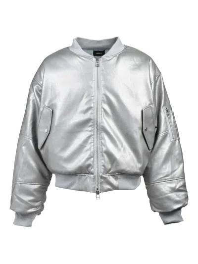 Breath Zip-up Bomber Jacket In Silver
