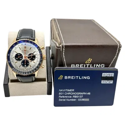 Pre-owned Breitling 2024  Navitimer B01 Rb0137 46mm Chronograph 18k Gold Box Paper Stickers In Multiple